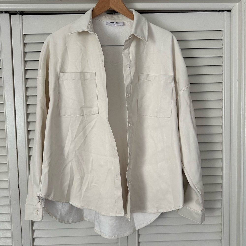 Double Zero Cream Button-Up Shirt Jacket EUC